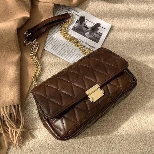 Vintage Chain Shoulder Crossbody Bags For Women 2021 New Soft Leather Handbags Brand DesignLadies Messenger Bags Female Purses