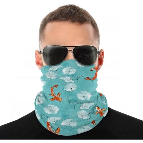 Water Lily Koi Magic Scarf Half Face Mask Unisex Fashion Tube Scarf Seamless Bandana Polyester Headband Cycling Climbing