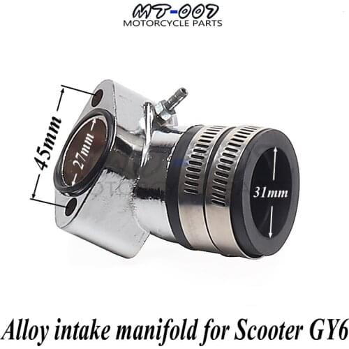 Performance chrome Alloy intake manifold for Scooter Moped GY6 125 GY6 150 152QMI 157QMJ / CVK30 Carburetor intake Manifold
