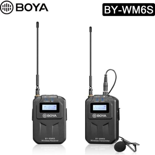 BOYA BY-WM6S Omnidirectional Lavalier UHF Wireless Transmission Microphone With 48 Channels For Smartphone DSLR SLR Camera
