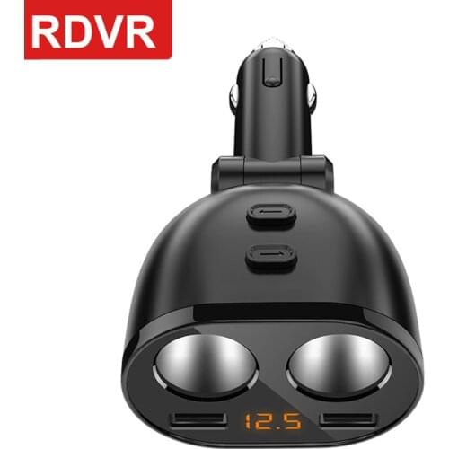 Premium quality 12V-24V Car Cigarette Lighter Socket Splitter Plug 80W Power Adapter Dual USB Car Charger with Voltage Display
