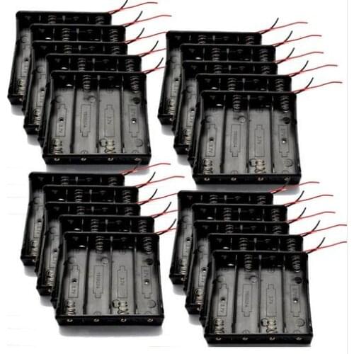 15pcs/lot MasterFire High Quality Black Plastic Battery Storage Case Cover 4 x 18650 Batteries Holder Box With 6 Wire Leads