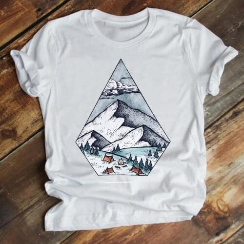 Women Casual Vacation Travel Short Sleeve Camper Summer Kawaii 90s Fashion Clothes Print Tshirt Female Tee Top Graphic T-shirt