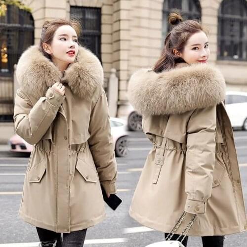 2021 New Womens Coat Winter Jacket Hooded Long Thick Warm Cotton Padded Parkas Female Fleece Inside Liner Jackets Coats