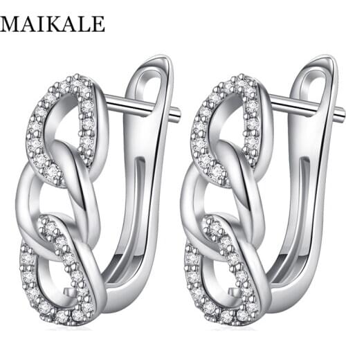 MAIKALE Trendy Infinity 8 Shape Geometric Stud Earrings Gold Silver Color CZ Ear Studs Zirconia Earrings for Women Jewelry Gifts