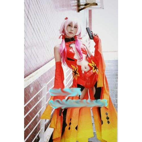 Guilty Crown Yuzuriha Inori Red PU Goldfish Cosplay Costume For women Free Shipping