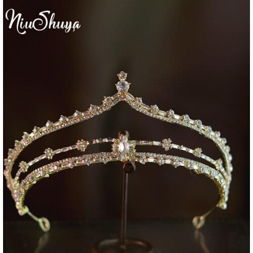 NiuShuya Princess Tiaras Crowns Hairbands Women Headband Wedding Hair Accessories for Bridal Engagement Jewelry Vintage Crown