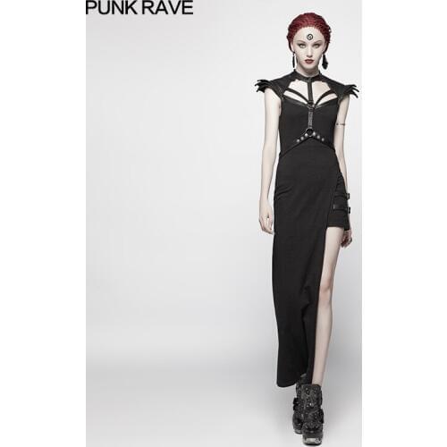 Punk Rave Punk Women Dress Casual Party Black Fashion Cotton Asymmetric Retro Streetwear Sexy Dress for Women