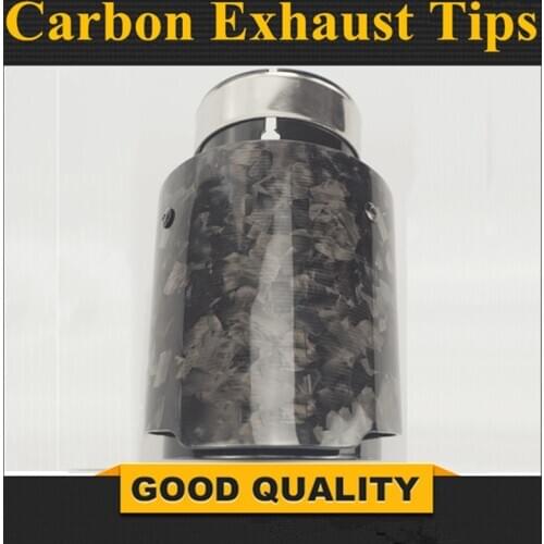 1PCS Car Universal Straight Edge Glossy Forged Carbon Fiber Exhaust Muffler Tip Exhaust End Pipe Tail Pipe Tip