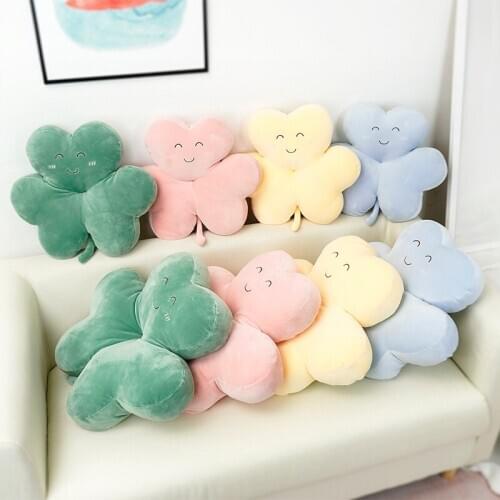 1 pc ins Lucky Four-leaf Clover Doll Cute Stuffed Toy Comfy Plush Room Car Decor Soft Cushion Xmas plant Gift Baby Sleep Present