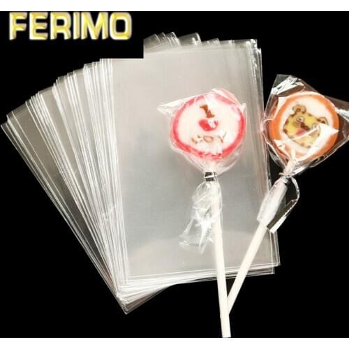 100pcs Transparent Opp Plastic Bags for Candy Lollipop Cookie Packaging Cellophane Bag Wedding Party Open Top Small Gift Bags