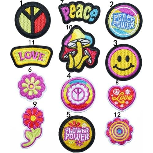12pcs Free Shipping Mix Mushroom Love Flowers Iron On Sew For Left Chest/Applique/Stickiness/Glue On
