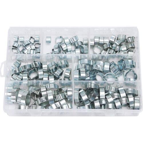 140Pcs Double Ear O Clips Clamps Steel Zinc Plated Assortment For Hydraulic Hose Fuel