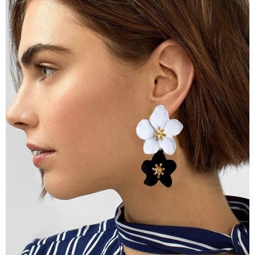 2020 New Design Fashion Jewelry Big Double Flower Mixed Color Earrings For Women Summer Style Party Wedding Exaggerated Earrings