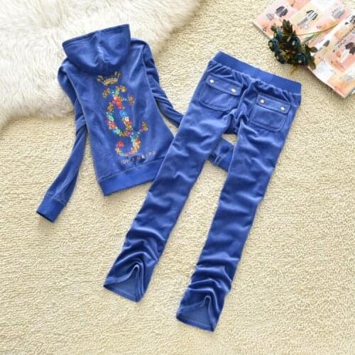 2021 Spring/Autumn Womens Brand Velvet Fabric Sportswear Velvet Suit Set Hoodie and Pants Size S-XXL