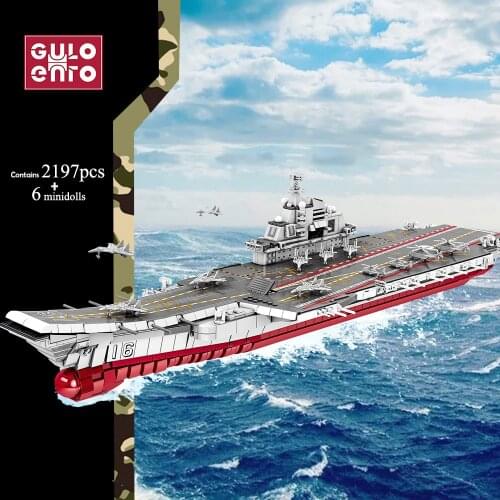 Gulo gulo 2197pcs Aircraft Carriers Building Blocks Military Battle Shia Warship Cruiser Bricks Set Children DIY Toys Model Gift