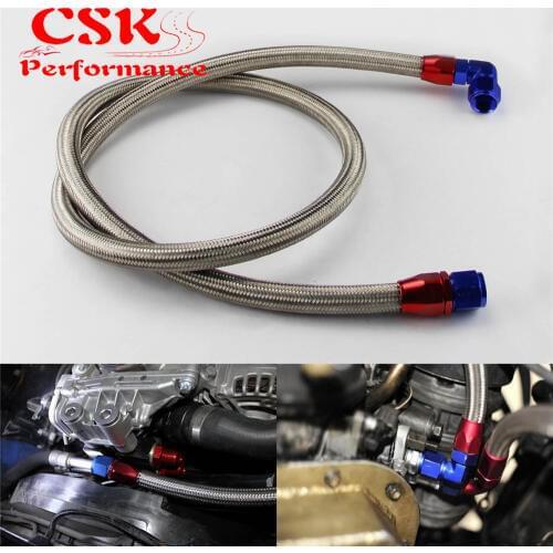 63 inch AN10 Stainless Steel/ Nylon Braided Oil/Fuel Line Hose w/ Adapter Kit Silver/Black