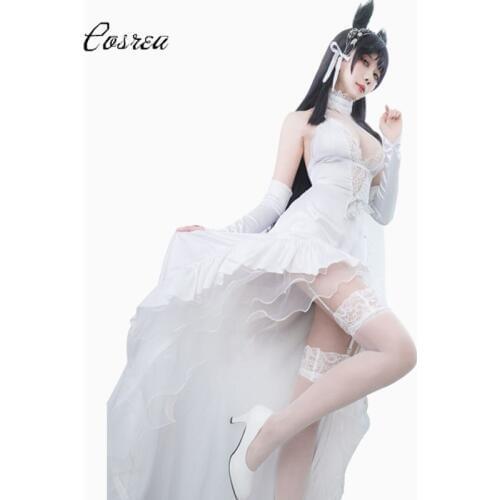 Azur Lane Cosplay Costume Atago Takao White Flower Vows Wedding Dresses Clothing Synthetic Wig Hair For Women Girl Party Clothes