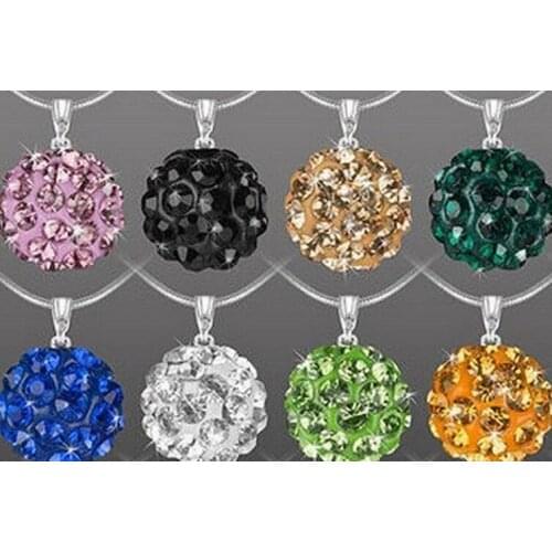 Best Christmas Gift!Mixed 15 Random Color10mm Micro Pave Disco Ball crystal Necklace.Jewelry For Men And .ttd32