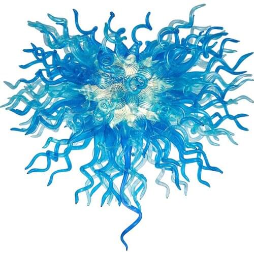 Modern Large Blue Chandelier Lamp Big Round Venetian Light Handmade Blown Glass Chandelier Hanging Light Fixture