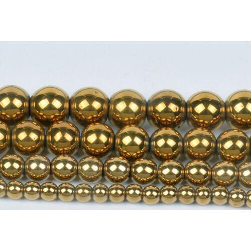 Bronze Gold Color Hematite Beads Natural Stone Round Loose Beads Ball 4/6/8/10MM Jewelry Bracelet Making Accessories DIY