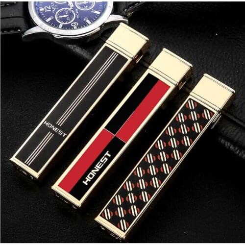 Honest genuine grinding wheel lighter ultra thin windproof metal windproof inflatable high grade gift