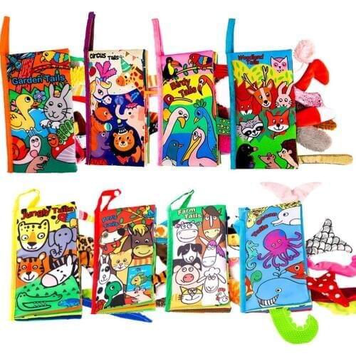 Infant Baby Toddler Kid Child Crinkle Charming Tails Cloth Book Development Toy 3D Animal Book Educational Toy for Kids Baby