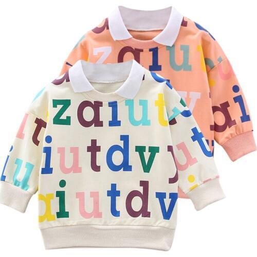 Kids Clothes Print Cotton Long Sleeve Print Letter T Shirts Rainbow for baby Clothing
