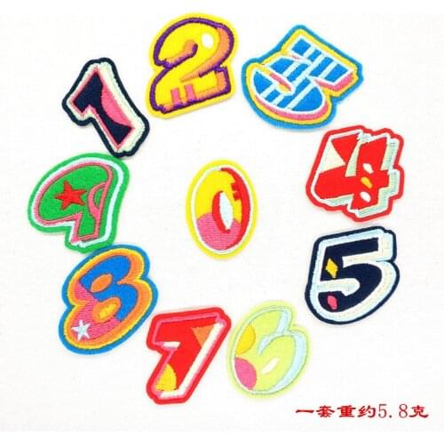 Number 0 1 2 3 4 5 6 7 8 9 Cloth Patch Badge Embroidered Cute Badges Hippie Iron On Kids Cartoon Patches For Clothes Stickers