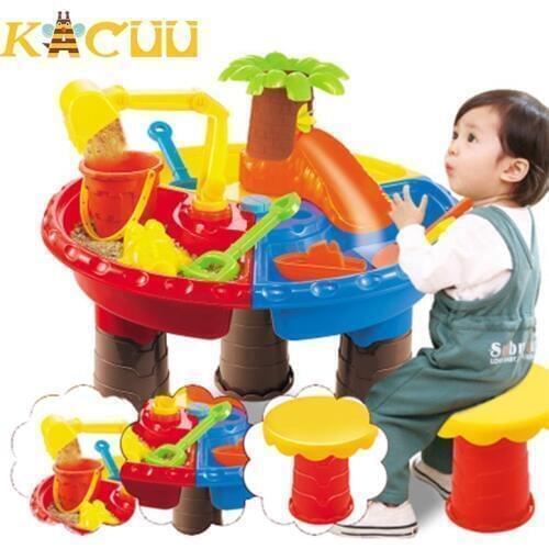 Children Beach Table Set Sand Bucket Water Wheel Table Toys Outdoor Beach Sandpit Dolphin Toys for Kid Baby Fun toys Set