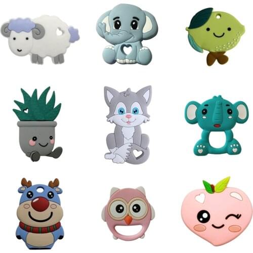 Silicone Teether Sheep BPA Free Rodents Baby Toys For Teething Shower Gifts Cartoon Mini Animal Teething Toys DIY Pacifier Chain
