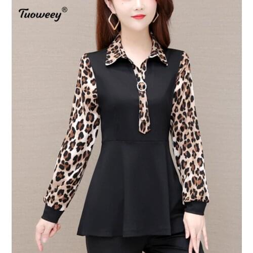 Hot Sale Women Blouses leopard loose Shirt Wild Casual Streetwear Shirt Long Shirts Single BreastedWomen Plus Size Blouse