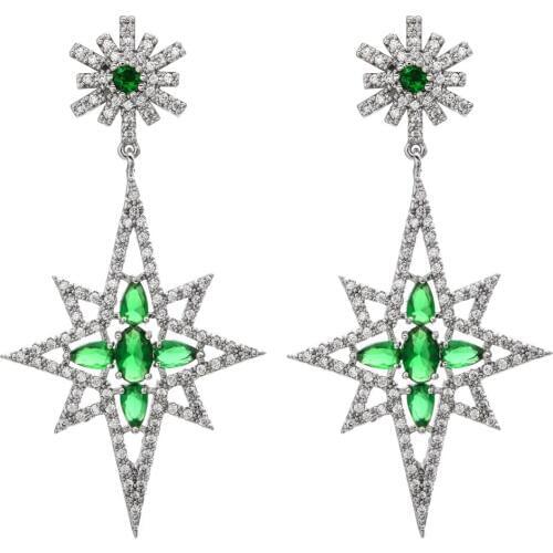 Famous brand four color exaggerated zircon earrings for women/girls wedding party casting beautiful jewelry gifts ER-239