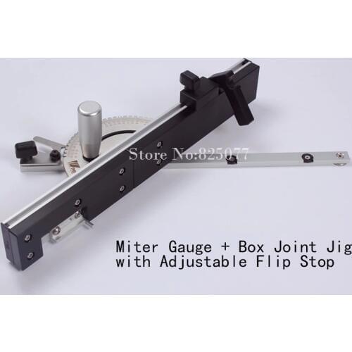 Miter Gauge and Box Joint Jig Kit with Adjustable Flip Stop KF719