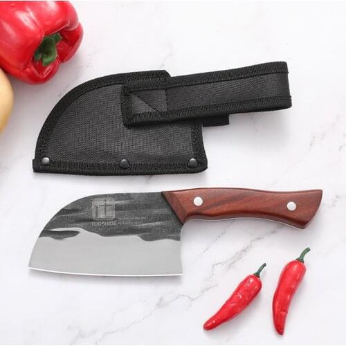 Forged Small Kitchen Knife Household Ladies Mini Vegetable Cleaver Fruit Knife Chef Knife 5CR15 Kitchen Cleaver Knives Wood Hand