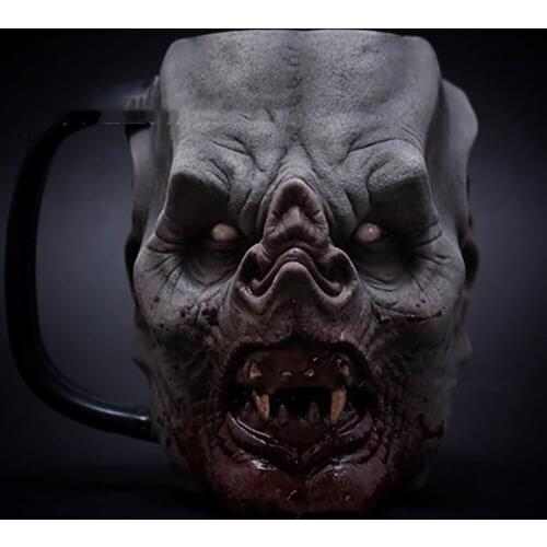 Bloody HORROR ZOMBIE Head Halloween Scaring Vampire Scaring Mugs Are Amazingly Realistic Skull Resin Stainless Steel Core Cup