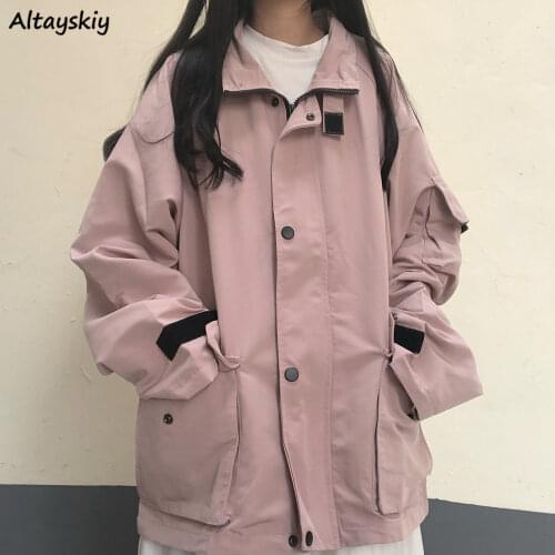 Jackets Women Autumn Cargo Outwear Harajuku Couple Oversize Windproof Womens Coats Big Pockets Femme Leisure Retro Loose Casual