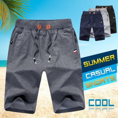 Summer Mens Shorts 2021 New Solid Color Beach Shorts Mens Quality Cotton Short Pants Casual Elastic Waist Work Shorts Bermuda