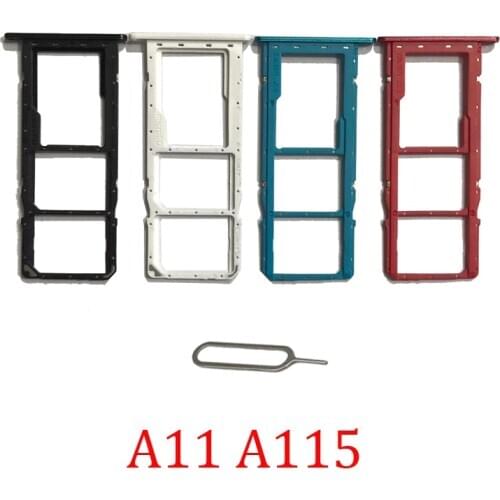 Phone SIM SD Card Trays For Samsung Galaxy A11 A115F A115M A115 Original Phone SIM Chip Card Slot Holder Part With Pin