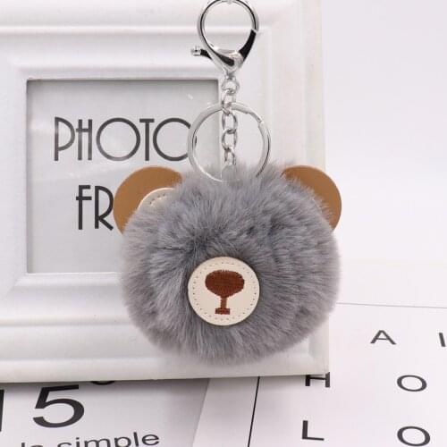 Bear hair ballDelicate Cute Novelty Car Keychain Jewelry Bag Accessories Charm Leather Bear Key Ring Holder Keyfob Jewelry