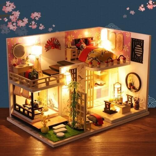 Diy Dollhouse Kit Miniature Doll House With Furniture Chinese Style Little House Dolls Wooden Toys For Children Christmas Goods