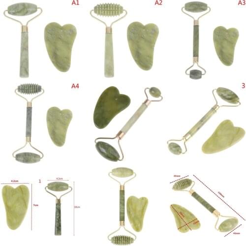 2PCS Jade Roller Gua Sha Scraper Face Lift Slimming Anti-Aging Wrinkles Massage Tool Skincare Body Guasha Detox Facial Massager