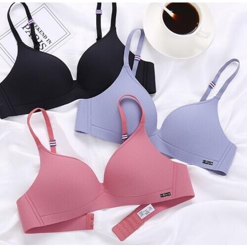 Underwear Girls Bra Thin Section Gather One-piece Bra Without Steel Ring Underwear Pink Color Solid Letter Bra