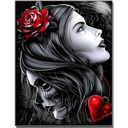 New foreign trade Skull rose, double-sided woman diamond painting head DIY diamond embroidery full diamond diamond cross stitch