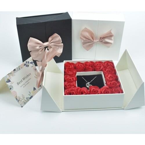 Novelty gift Soap flower With Gift Box with 16 Rose and 100 Language I Love You Necklace and handbag