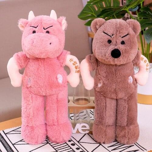 New Sale Furry Cattles Bears Dolls Standing Lucky Plush Cattles And Bears Children Plush Toys Baby Sleeping Playmates