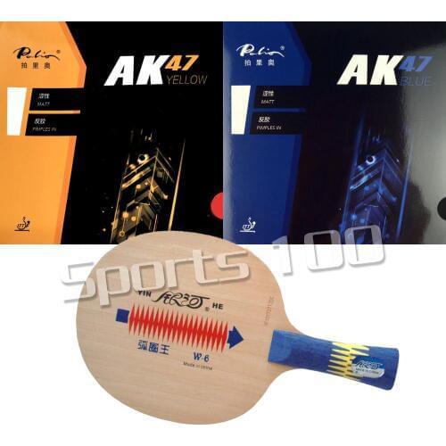 Pro Combo Racket YINHE W6 Table Tennis Blade with Palio AK47 YELLOW and Palio AK47 BLUE Rubber With Sponge