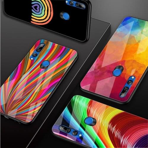 Rainbow art Tempered Glass Phone Case For Huawei honor 8X 9 10i 20i 20Lite 20Pro 30 Pro Cover Shell