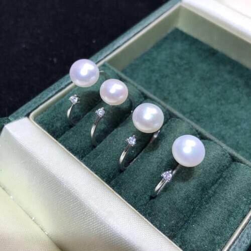 ADJUSTABLE Real Freshwater 7-8mm Pearl Ring Jewellery Fashion Finger Ring Hot Promotion 2pcs/lot