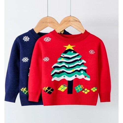 Christmas Baby Boys Girls Sweater Child Pullover Bottoming Sweater Kids Autumn Winter Clothing Children Long Sleeve Knit Clothes